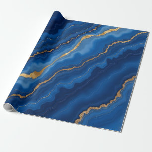 Treny Royal Blue Gold Marble Collection Geschenkpapier