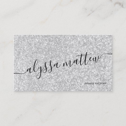 Treny Silver Glitzer Custom Girly Glam Custom Visitenkarte (Vorderseite)