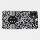 Treny Silver Leopard Muster und Monogramm Case-Mate iPhone Hülle (Rückseite (Horizontal))