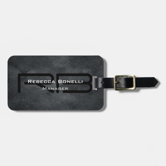 Treny Style Gray Monogram Minimalistisch Schlicht  Gepäckanhänger (Vorderseite horizontal)