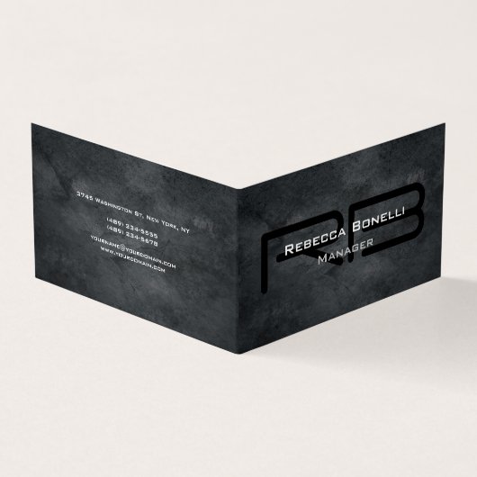 Treny Style Gray Monogram Minimalistisch Schlicht Visitenkarten (Vorderseite)