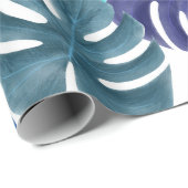 Treny Tropical Royal Blue & Aqua Monstera Blätter Geschenkpapier (Rolleneckpunkt)