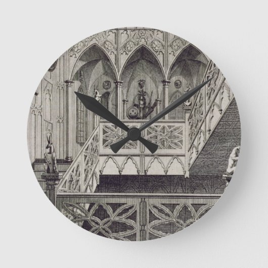 Treppe auf Strawberry Hill, graviert von J. Newto Runde Wanduhr (Vorderseite)