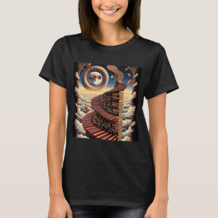 Treppe der Bücher – Surreal fantastisches Design T-Shirt