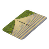 Treppe des Stadions zwischen Reihen der grünen Sit Magnet (Linke Seite)