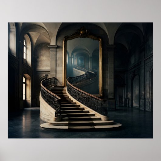 Treppe, die in den Spiegel führt Poster (Vorne)