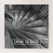 Treppe für optische Täuschung aus schwarzem und we Puzzle (Horizontal)