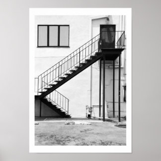Treppe in Schwarz und Weiß Poster