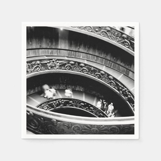 Treppe in Schwarz und Weiß Serviette (Vorderseite)