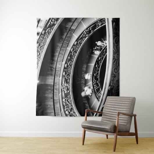 Treppe in Schwarz und Weiß Wandteppich (Beispiel)
