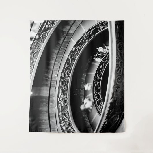 Treppe in Schwarz und Weiß Wandteppich (Vorderseite)