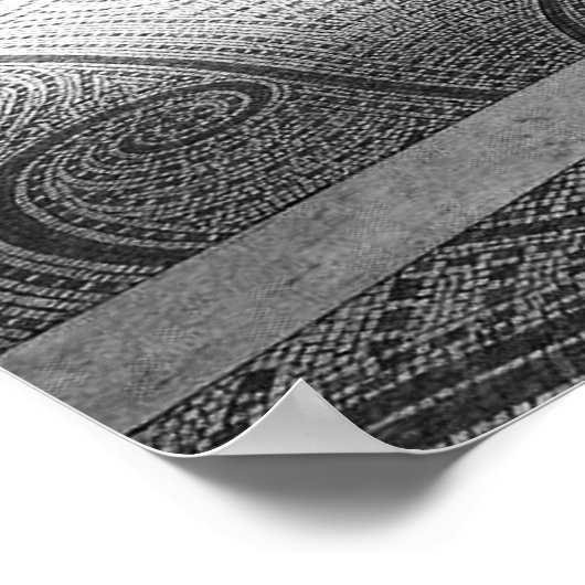 Treppe schwarz-weiß Art Déco mit Blau Poster (Ecke)