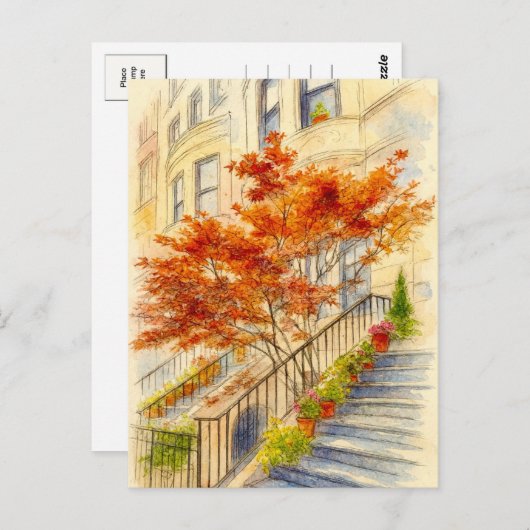 Treppe zu Herbstlaube Herbst Postkarte (Vorne/Hinten)