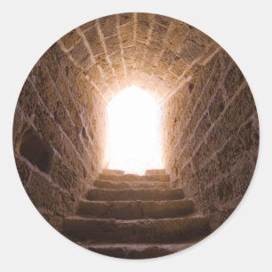 Treppe zu Himmelsaufklebern Runder Aufkleber