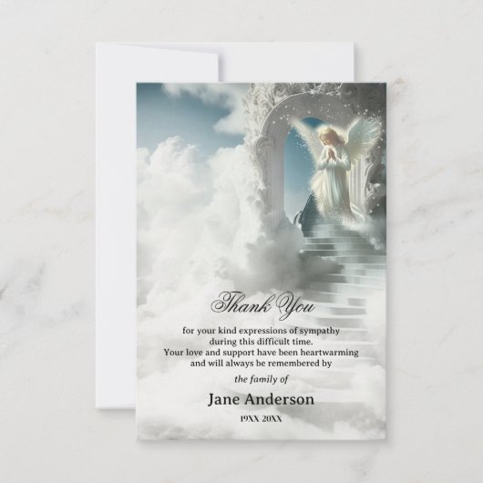 Treppe zum Heaven Angel Beileid Foto Vielen Dank Dankeskarte (Vorderseite)