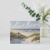 Treppe zum Strand Küstenkunst Postkarte (Stehend Vorderseite)