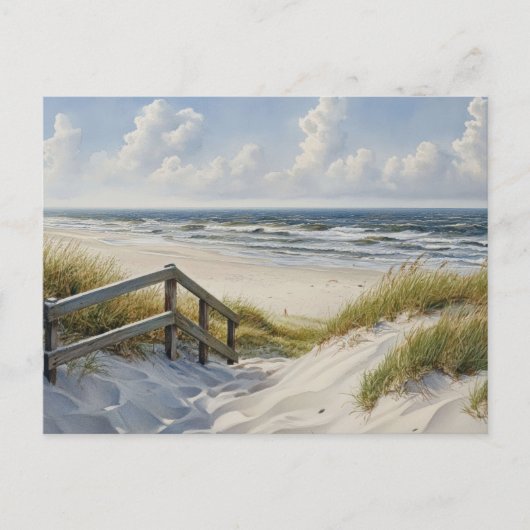 Treppe zum Strand Küstenkunst Postkarte (Vorderseite)