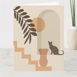 Treppen-Blatt-Vase Katze, Boho-Abstract-Geometrisc Karte