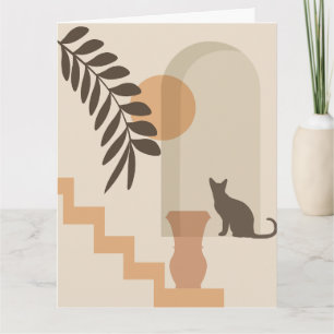 Treppen-Blatt-Vase Katze, Boho-Abstract-Geometrisc Karte