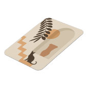 Treppen-Blatt-Vase Katze, Boho-Abstract-Geometrisc Magnet (Linke Seite)
