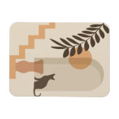 Treppen-Blatt-Vase Katze, Boho-Abstract-Geometrisc Magnet (Horizontal)