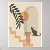 Treppen-Blatt-Vase Katze, Boho-Abstract-Geometrisc Poster (Vorne)