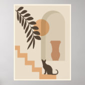 Treppen-Blatt-Vase Katze, Boho-Abstract-Geometrisc Poster (Vorne)