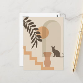 Treppen-Blatt-Vase Katze, Boho-Abstract-Geometrisc Postkarte