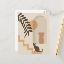 Treppen-Blatt-Vase Katze, Boho-Abstract-Geometrisc Postkarte