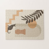 Treppen-Blatt-Vase Katze, Boho-Abstract geometrisc Puzzle (Horizontal)