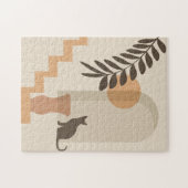 Treppen-Blatt-Vase Katze, Boho-Abstract-Geometrisc Puzzle (Horizontal)
