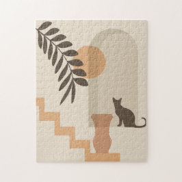 Treppen-Blatt-Vase Katze, Boho-Abstract-Geometrisc Puzzle
