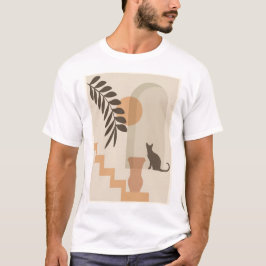 Treppen-Blatt-Vase Katze, Boho-Abstract-Geometrisc T-Shirt
