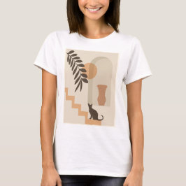 Treppen-Blatt-Vase Katze, Boho-Abstract-Geometrisc T-Shirt
