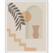 Treppen-Blatt-Vase Sonne, Boho-Abstracte Geometris Aufkleber (Vorderseite)