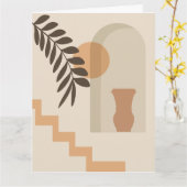 Treppen-Blatt-Vase Sonne, Boho-Abstracte Geometris Karte (Gelbe Blume)