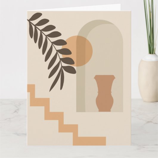 Treppen-Blatt-Vase Sonne, Boho-Abstracte Geometris Karte (Vorderseite)
