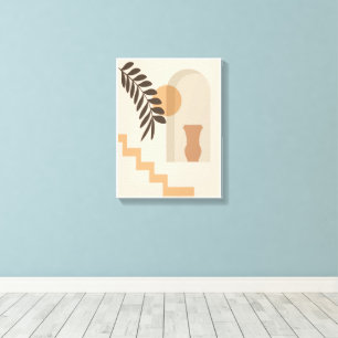 Treppen-Blatt-Vase Sonne, Boho-Abstracte Geometris Leinwanddruck