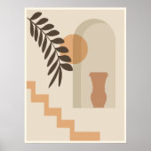 Treppen-Blatt-Vase Sonne, Boho-Abstracte Geometris Poster (Vorne)