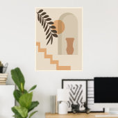 Treppen-Blatt-Vase Sonne, Boho-Abstracte Geometris Poster (Heimbüro)