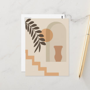 Treppen-Blatt-Vase Sonne, Boho-Abstracte Geometris Postkarte