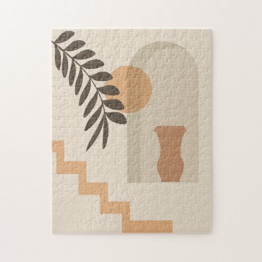 Treppen-Blatt-Vase Sonne, Boho-Abstracte Geometris Puzzle (Vertikal)