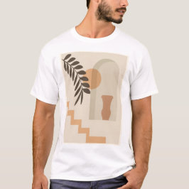 Treppen-Blatt-Vase Sonne, Boho-Abstracte Geometris T-Shirt
