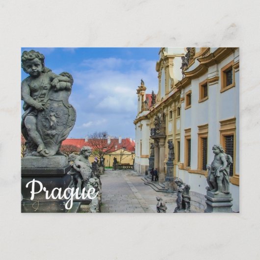 Treppen mit Stein Engel in der Kirche Loreto Prag Postkarte (Vorderseite)