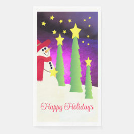 Treppen und Schneemann Serviette