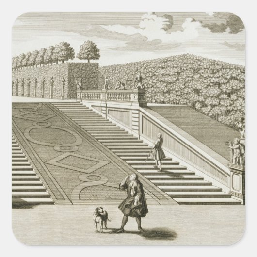 Treppen zur Gartenterrasse, Belvedere Palace, Vie Quadratischer Aufkleber (Vorderseite)