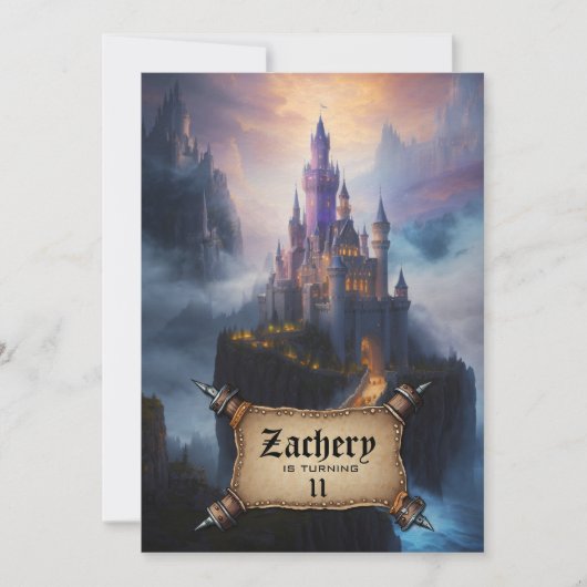 *~* Treppenburg Mittelalterliche Fantasie AP88 Geb Einladung (Vorderseite)