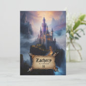 *~* Treppenburg Mittelalterliche Fantasie AP88 Geb Einladung (Stehend Vorderseite)