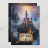 *~* Treppenburg Mittelalterliche Fantasie AP88 Geb Einladung (Vorne/Hinten)