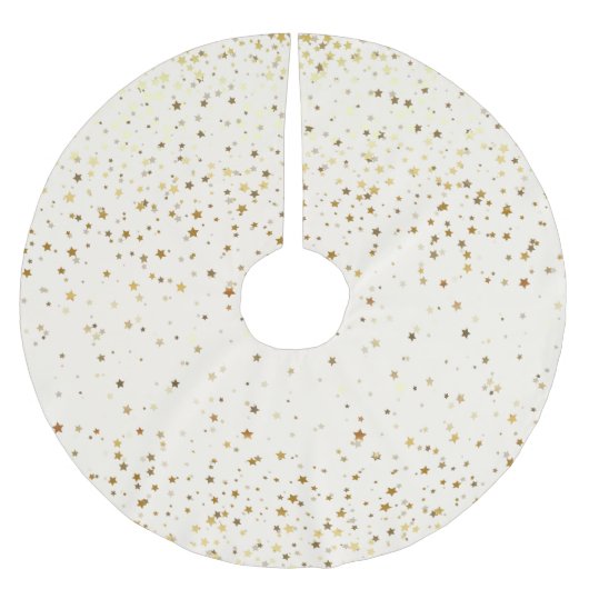 Treppenhaube-Gold-Sterne Polyester Weihnachtsbaumdecke (Vorderseite)